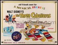 4c455 THREE CABALLEROS 1/2sh R77 Disney, cartoon art of Donald Duck, Panchito & Joe Carioca!