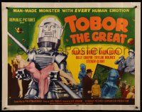 4c459 TOBOR THE GREAT style A 1/2sh '54 man-made funky robot with human emotions holding sexy girl!