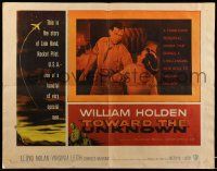 4c462 TOWARD THE UNKNOWN 1/2sh '56 William Holden & Virginia Leith in sci-fi space travel!