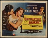 4c472 UNGUARDED MOMENT style A 1/2sh '56 sexy teacher Esther Williams threatened by John Saxon!