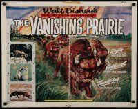 4c476 VANISHING PRAIRIE 1/2sh '54 Walt Disney, cool art of stampeding buffalo!