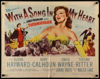 4c491 WITH A SONG IN MY HEART 1/2sh '52 artwork of elegant Susan Hayward as singer Jane Froman!