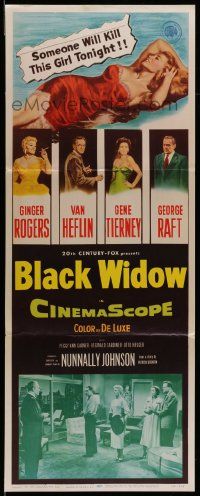 4c558 BLACK WIDOW insert '54 Ginger Rogers, Gene Tierney, Van Heflin, George Raft, sexy art!