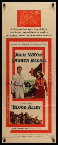 4c560 BLOOD ALLEY insert '55 John Wayne, Lauren Bacall in China, directed by William Wellman!