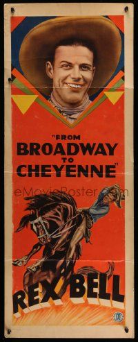 4c567 BROADWAY TO CHEYENNE insert '32 close up of Rex Bell and great western artwork!