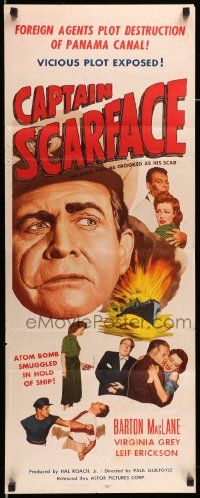 4c575 CAPTAIN SCARFACE insert '53 close up of Barton MacLane, whose soul was as crooked as his scar!