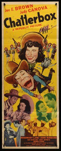 4c585 CHATTERBOX insert '43 wonderful cartoon art of cowboy Joe E. Brown & cowgirl Judy Canova!