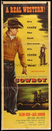 4c596 COWBOY insert '58 Glenn Ford & Jack Lemmon, epic of the real American!