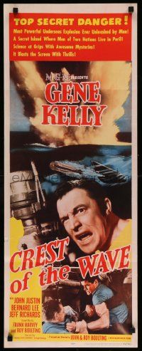 4c599 CREST OF THE WAVE insert '54 great close up of angry Gene Kelly at periscope of submarine!