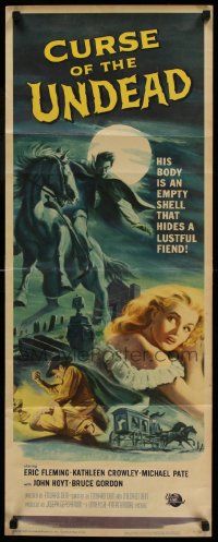 4c601 CURSE OF THE UNDEAD insert '59 art of fiend on horseback in graveyard by Reynold Brown!