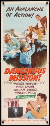 4c602 DANGEROUS MISSION 2D insert '54 Victor Mature, Piper Laurie, an avalanche of action!