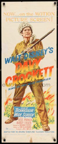 4c605 DAVY CROCKETT, KING OF THE WILD FRONTIER insert '55 Disney, classic art of Fess Parker!