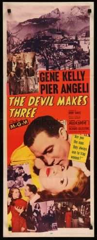 4c613 DEVIL MAKES THREE insert '52 Gene Kelly, Pier Angeli, she's been mixed up before!