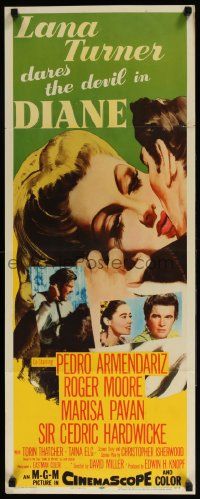 4c619 DIANE insert '56 sexy Lana Turner dares the devil, great close up romantic artwork!
