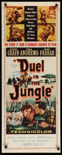 4c625 DUEL IN THE JUNGLE insert '54 Dana Andrews, sexy Jeanne Crain, African adventure artwork!