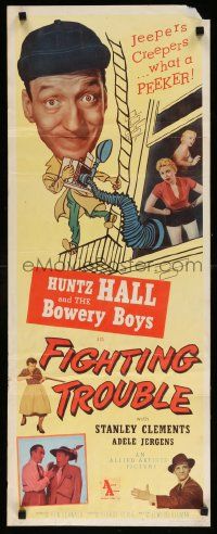 4c638 FIGHTING TROUBLE insert '56 Huntz Hall & the Bowery Boys, jeepers creepers what a peeker!