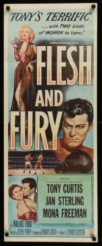 4c642 FLESH & FURY insert '52 boxer Tony Curtis has fury in his fists & naked hunger in his heart!