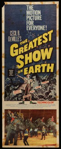 4c663 GREATEST SHOW ON EARTH insert R60 Cecil B. DeMille circus classic, clown James Stewart!