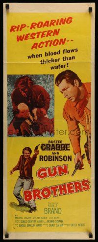 4c665 GUN BROTHERS insert '56 cowboy western images of Buster Crabbe & brother Neville Brand