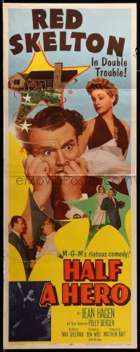 4c668 HALF A HERO insert '53 great image of Red Skelton in double trouble with Jean Hagen!