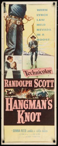 4c669 HANGMAN'S KNOT insert '52 cool image of Randolph Scott by noose, Donna Reed!