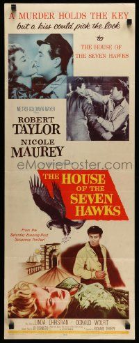 4c688 HOUSE OF THE SEVEN HAWKS insert '59 treasure hunter Robert Taylor with gun in his back!