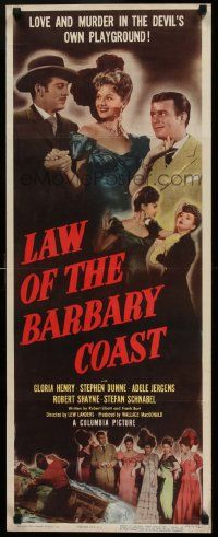 4c722 LAW OF THE BARBARY COAST insert '49 sexy Gloria Henry, Stephen Dunne, casino gambling
