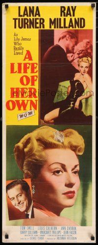 4c726 LIFE OF HER OWN insert '50 full-length art of sexiest Lana Turner, plus Ray Milland!