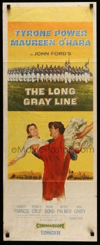 4c730 LONG GRAY LINE insert '54 art of Tyrone Power carrying Maureen O'Hara + West Point cadets!