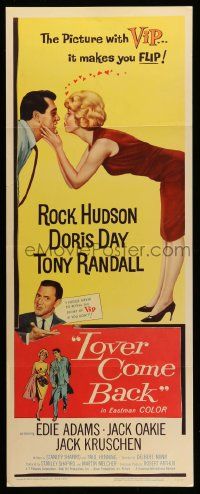 4c733 LOVER COME BACK insert '61 great artwork images of Rock Hudson & Doris Day!