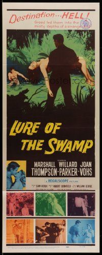 4c737 LURE OF THE SWAMP insert '57 two men & a super sexy woman find their destination is Hell!