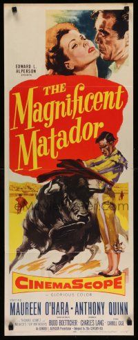 4c739 MAGNIFICENT MATADOR insert '55 Boetticher, Anthony Quinn, Maureen O'Hara, bullfighting!