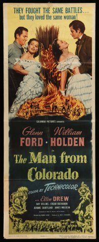 4c745 MAN FROM COLORADO insert '48 sexy Ellen Drew is caught between Glenn Ford & William Holden!