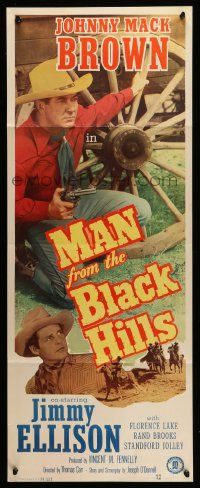 4c747 MAN FROM THE BLACK HILLS insert '52 Johnny Mack Brown & Jimmy Ellison in western action!