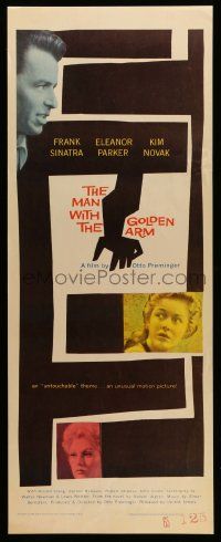 4c751 MAN WITH THE GOLDEN ARM insert R60 Frank Sinatra is hooked, classic Saul Bass art & design!