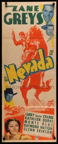 4c769 NEVADA insert '35 great art of cowboy Buster Crabbe, from the Zane Grey novel!