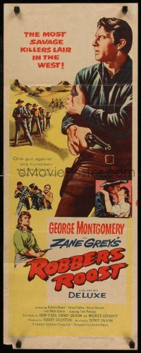 4c831 ROBBER'S ROOST insert '55 art of George Montgomery, from Zane Grey novel!