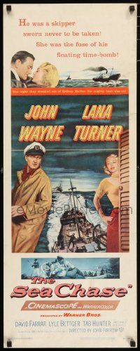 4c854 SEA CHASE insert '55 great seafaring artwork of John Wayne & Lana Turner!