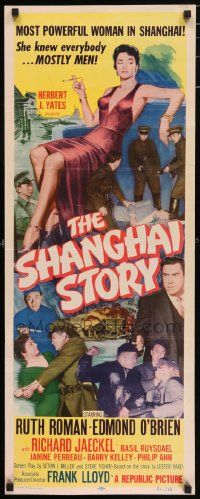 4c863 SHANGHAI STORY insert '54 art of sexy Ruth Roman & Edmond O'Brien in Chinese prison!