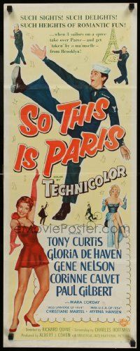 4c884 SO THIS IS PARIS insert '54 sailor Tony Curtis is on leave and in love with Gloria DeHaven!