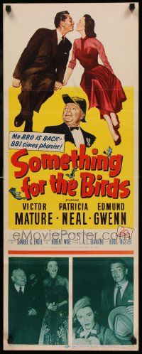 4c886 SOMETHING FOR THE BIRDS insert '52 Victor Mature, Patricia Neal, Edmund Gwenn, Robert Wise