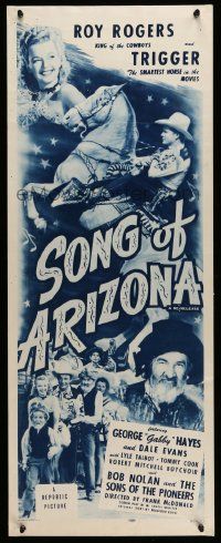 4c888 SONG OF ARIZONA insert R54 artwork of Roy Rogers & Trigger, Dale Evans, Gabby Hayes!