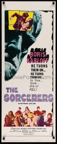 4c891 SORCERERS insert '67 Boris Karloff turns them on & off to live, love, die or KILL!