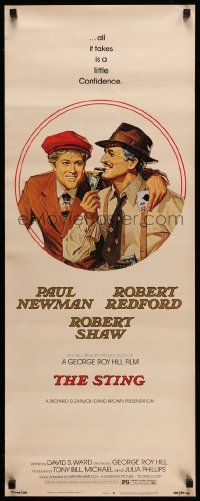 4c909 STING insert '74 best artwork of con men Paul Newman & Robert Redford by Richard Amsel!