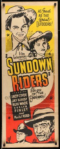 4c923 SUNDOWN RIDERS insert 1944 Andy Clyde, Jay Kirby, Russ Wade, pretty Evelyn Finley!