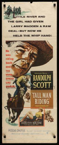 4c931 TALL MAN RIDING insert '55 cowboy Randolph Scott & that sexy Battle Cry girl Dorothy Malone!