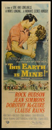 4c938 THIS EARTH IS MINE insert '59 art of Rock Hudson holding Jean Simmons by Reynold Brown!
