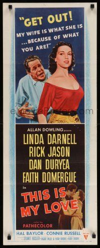 4c939 THIS IS MY LOVE insert '54 Dan Duryea hates Faith Domergue for what she did to his wife!