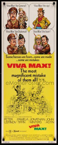 4c975 VIVA MAX insert '70 Peter Ustinov, Jonathan Winters, great Jack Davis art of cast!