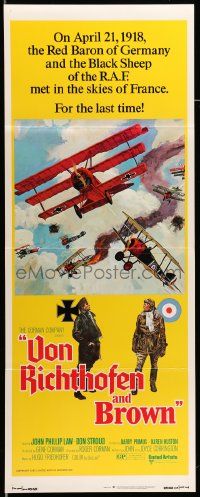 4c976 VON RICHTHOFEN & BROWN insert '71 David Blossom cool artwork of WWI airplanes in dogfight!